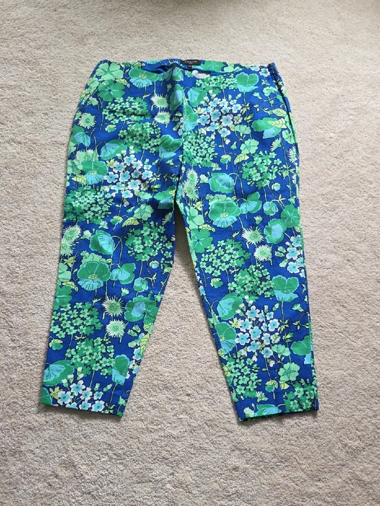 Talbots Pants - Talbots Blue and Green Floral Cropped Pants